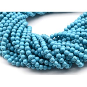 Бусины из бирюзы (имитация) шарик 4,5мм, 40см, 93 бусины (иск.)