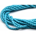 Бусины из каучука цилиндр 6*6мм, цвет бирюзовый темный, 40см, 63 бусины (иск.)