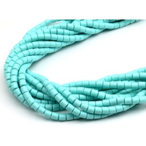 Бусины из каучука цилиндр 6*6мм, цвет бирюзовый светлый, 40см, 63 бусины (иск.)