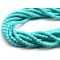 Бусины из каучука цилиндр 6*6мм, цвет бирюзовый, 40см, 63 бусины (иск.)
