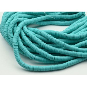Бусины из каучука Африканские диски 6мм*0,9-1,2мм, цвет бирюзовый, 39см (иск.)