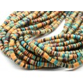 Бусины из каучука Африканские диски 6мм*0,9-1,2мм, цвет бирюзово-персиковый, 39см (иск.)