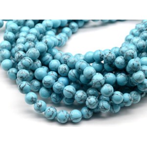 Бусины из бирюзы (имитация) шарик 8,5мм, 40см, 48 бусин (иск.) Бусины из бирюзы (имитация) шарик 8,5мм, 40см, 48 бусин (иск.)