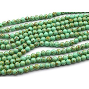 Бусины из бирюзы (имитация) шарик 8мм, 40см, 48 бусин (иск.)