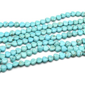 Бусины из бирюзы (туркенит) сердце 11*10мм, 38,5см, 40 бусин (иск.)