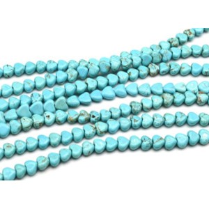 Бусины из бирюзы (туркенит) сердце 8*7мм, 39,5см, 58 бусин (иск.)