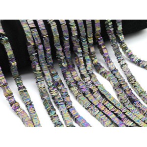 Бусины из гематита квадратик 6*1мм цвет хамелеон, 39см, 378 бусин