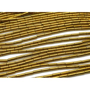 Бусины из гематита цилиндр 3*9мм цвет золотистый, 38см, 41 бусины