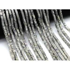 Бусины из гематита квадратик волна 4*1,2мм цвет хамелеон, 39см, 325 бусин