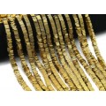 Бусины из гематита квадратик 6*1мм цвет золотистый, 38,5см, 375 бусин