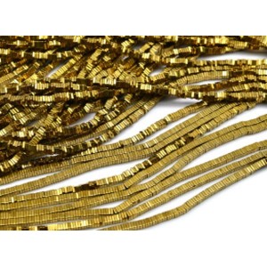 Бусины из гематита квадратик 3*1мм цвет золотистый, 37см, 363 бусины