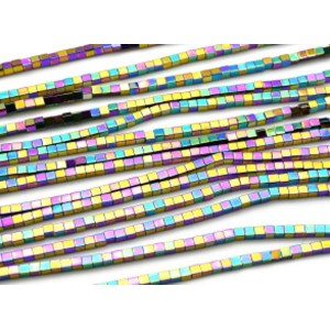 Бусины из гематита кубик 3мм цвет хамелеон, 39см, 128 бусин