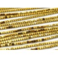 Бусины из гематита кубик 3мм цвет золото, 40см, 130 бусин