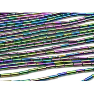 Бусины из гематита цилиндр 3*9мм цвет хамелеон, 40см, 43 бусины