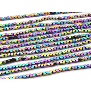 Бусины из гематита треугольные 5*4мм цвет хамелеон, 39,5см, 96 бусин