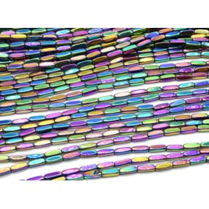 Бусины из гематита брусок 3*9мм цвет хамелеон, 39см, 44 бусины