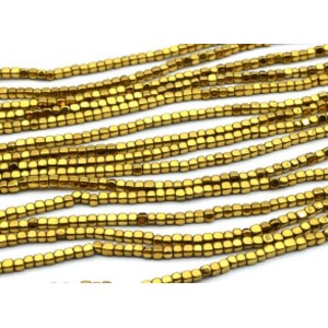 Бусины из гематита кубик 2,5мм цвет золотистый, 37см, 135 бусин Бусины из гематита кубик 2,5мм цвет золотистый, 37см, 135 бусин