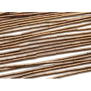 Бусины из гематита цилиндр 2*8мм цвет медный, 38см, 48 бусин