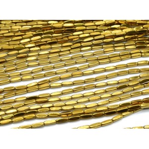 Бусины из гематита брусок 3*9мм цвет золотистый, 38см, 43 бусины