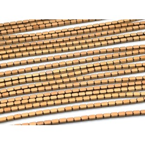 Бусины из гематита брусок 2,5*4мм цвет медный, 40см, 88 бусин