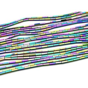 Бусины из гематита брусок 2*8мм цвет хамелеон, 38см, 49 бусин