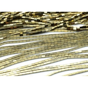 Бусины из гематита брусок 2*4мм цвет золотистый, 38см, 96 бусин