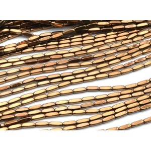 Бусины из гематита брусок 3*9мм цвет медный, 39см, 44 бусины