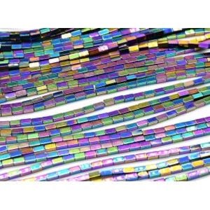 Бусины из гематита брусок 2*4мм цвет хамелеон, 38см, 96 бусин