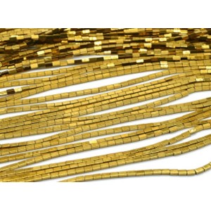 Бусины из гематита брусок 2*4мм цвет золотистый, 38см, 96 бусин
