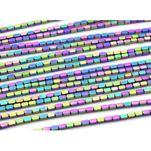 Бусины из гематита брусок 2,5*4мм цвет хамелеон, 40см, 88 бусин