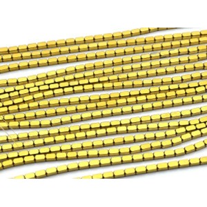 Бусины из гематита брусок 2,5*4мм цвет золотистый, 39см, 86 бусин