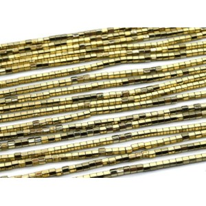Бусины из гематита шестигранник 3*3мм цвет золотистый, 40см, 132 бусины