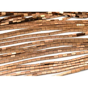 Бусины из гематита брусок 2*4мм цвет медный, 38см, 96 бусин