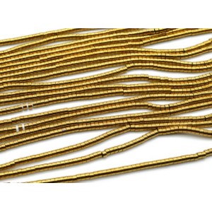 Бусины из гематита цилиндр 3*2мм цвет золото, 39,5см, 195 бусин