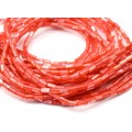 Бусины из перламутра цилиндр 3*6мм цвет коралловый, 40см, 68 бусин