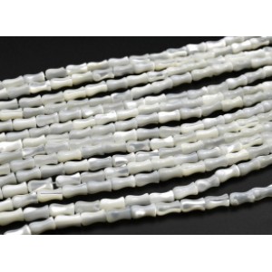 Бусины из перламутра бутон 4*8мм, цвет белый, 40см, 51 бусина
