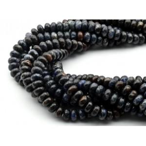 Бусины из кварца прессованного рондель 8*5мм, цвет синий, 38см, 75 бусин