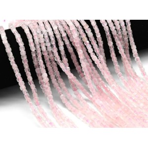 Бусины из розового кварца кубик гр.4мм, 39см, 100 бусин