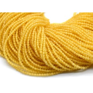 Бусины из кошачьего глаза (синт.) шарик гр.2мм цвет желтый, 35см, 190 бусин (иск.)