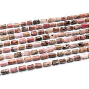 Бусины из родонита цилиндр с гранями 6*10мм, 38см, 30 бусин Бусины из родонита цилиндр с гранями 6*10мм, 38см, 30 бусин