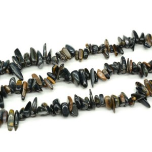 Бусины из соколиного глаза галтовка "рожки", 38см, 86 бусин