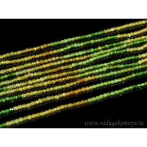 Бусины из турмалина зеленого шарик гр.2мм, 38см, 179 бусин