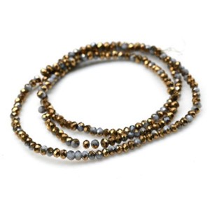 Бусины из циркона рондель гр.3мм цвет серо-золотистый, 41см, 170 бусин (иск.)