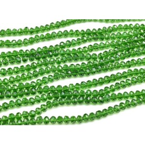Бусины из циркона рондель гр.4мм цвет зеленый, 42см, 129 бусин (иск.)
