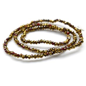 Бусины из циркона рондель гр.2мм цвет золотисто-красный, 34см, 185 бусин (иск.)