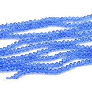 Бусины из циркона рондель гр.4мм цвет васильковый, 43,5см, 129 бусин (иск.)