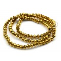 Бусины из циркона рондель гр.4мм цвет золотистый, 45,5см, 129 бусин (иск.)