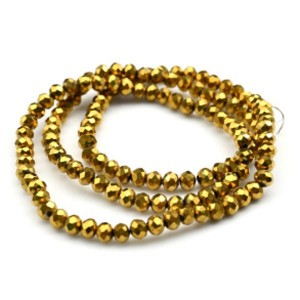 Бусины из циркона рондель гр.4мм цвет золотистый, 45,5см, 129 бусин (иск.) Бусины из циркона рондель гр.4мм цвет золотистый, 45,5см, 129 бусин (иск.)