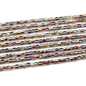 Бусины из циркона цилиндр гр.5*6мм цвет хамелеон, 53см, 97 бусин (иск.)