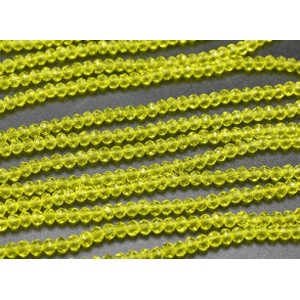 Бусины из циркона рондель гр.3мм цвет лимонный, 40см, 170 бусин (иск.)